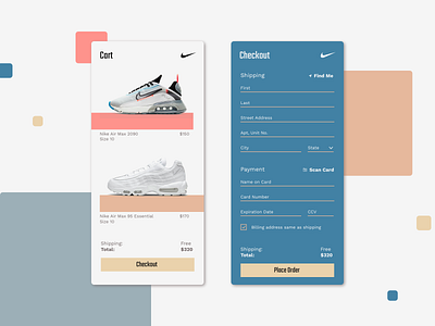 Nike Checkout - UI Challenge #2 checkout colorful design ecommerce minimal mobile nike ui ui challenge ux