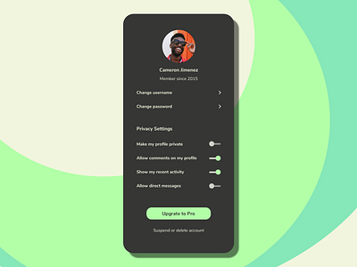 Social Settings Screen - UI Challenge #7