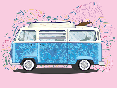 Hippie Wagon adobeillustrator volkswagen