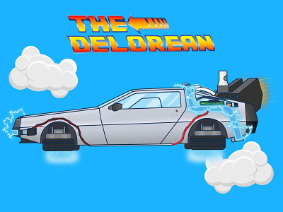 The Delorean back to the future car carart delorean time machine vector vector art vector illustration adobe