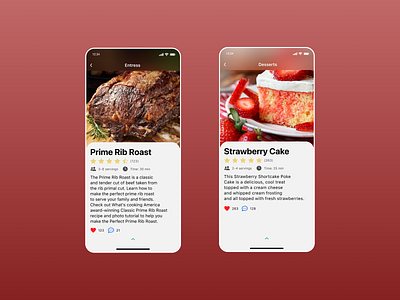 Daily UI - Recipes Screen Concept app branding design flat mobile mobile app mobile design mobile ui recipe recipe app red ui ui ux uidesign ux