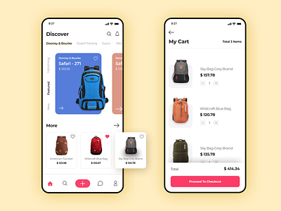 Bag Shopping App animation creative design ios mobile app mobile ui shopping ui uiux website