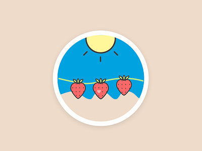 Little Weather - Strawberry picking icons illustration strawberries sunny