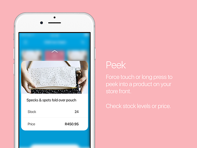 Product Peek app force touch ios iphone popup pos