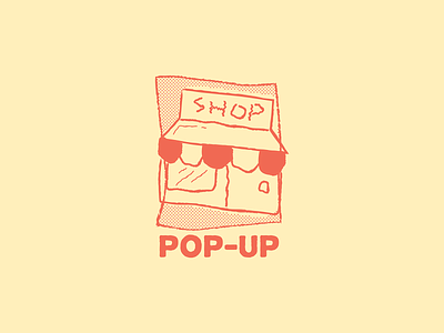 Pop-Up Shop badge cartoon doodle drawing halftone illustration logo pop up pop up pop up shop popup shop typography vector