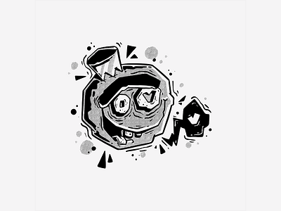 B&W Character #1 black and white cartoon character character design doodle drawing fun art graffiti halftone halftones illustration monster procreate vector