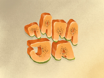 ПАПАЈА = Papaya cyrilic cyrillic drawing fruit fruits green illustration lettering orange papaya vector