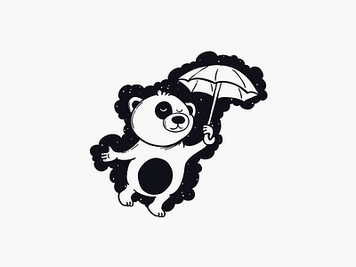 Fly me to the moon bear cartoon character design illustration panda stars umbrella vector