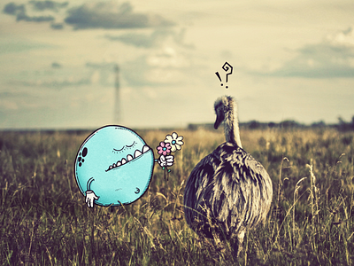 Would You? bird cartoon doodle drawing flowers illustration invasion mixed media monster photo invasion photo manipulation