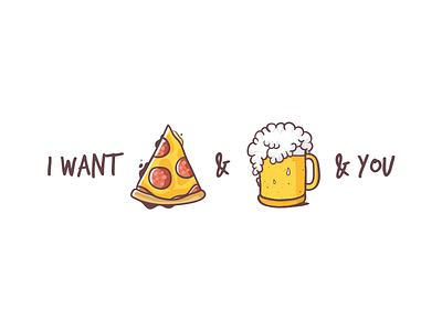 I Want Pizza & Beer & You beer doodle drawing hand drawn illustration love pizza vector