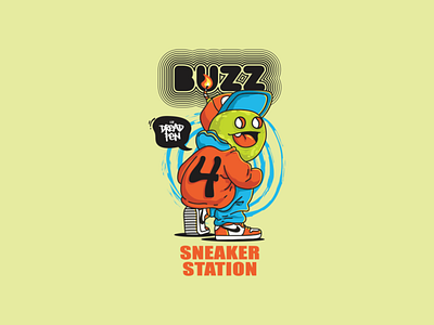 BUZZ Sticker Design #1 cartoon character character design doodle drawing dreadpen fun art illustration monster nike nike air sneaker sneakerhead sneakers typography vector