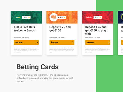 Betting Cards to promote best offers