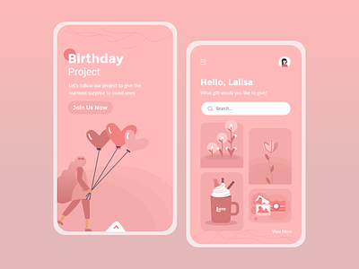 Birthday Project App Design app app design application branding design graphics design illustration inspiration simple design ui ui design uiux ux