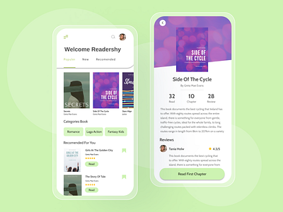 Readershy app mobile design