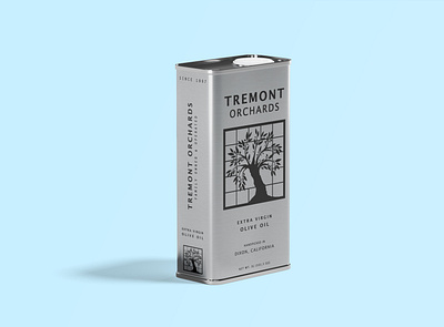 Tremont Orchards design logo mockup olive oil orchards package design tin