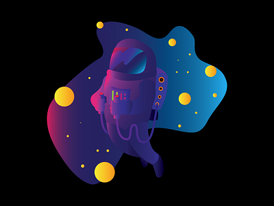 Relaxing floating in space calm illustration space spaceship vector