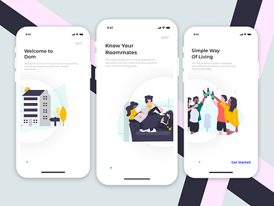 Walkthrough/onboarding android app coliving design illustration ios mobile mobile app mobile ui onboarding onboarding screen presentation typography ui uiux ux walkthrough