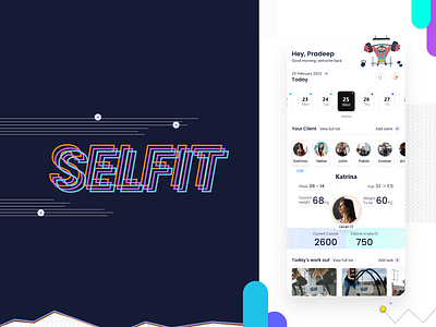 Selfit the fitness app. app coucjing fitness gym home screen inspiration mobile theme training ui ux work out