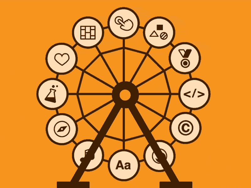 UX Wheel animation fun gif icon orange turn ux wheel