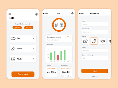 Pet Organizer - Mobile App app iphone mobile pet pet care pets user experience user interface ux uxui