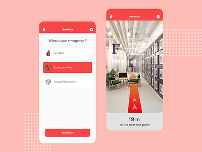 GetMeOut - Emergency Mobile App alert app ar arkit augmented reality emergency mobile mobile app mobile app design mobile design mobile ui ui ui design ux ux design