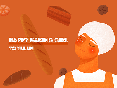 illustration baking girl illustration typography vector
