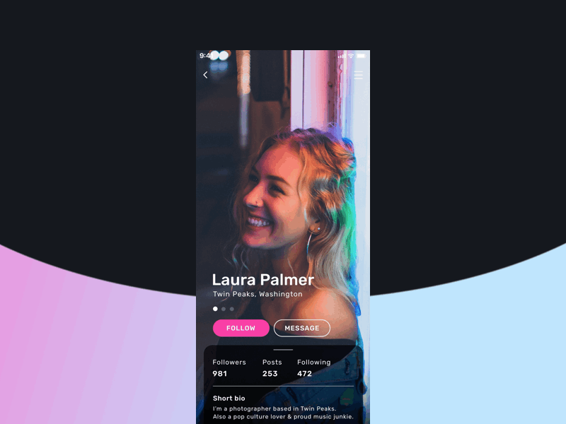 Daily UI 6 — User Profile animation daily 100 challenge dailyui interaction interface ui uidesign user profile