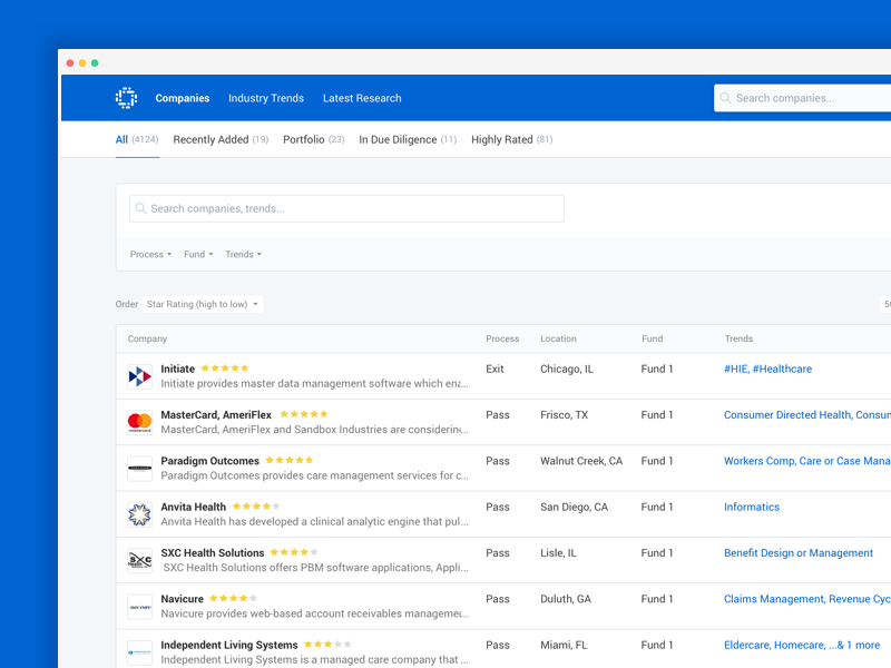 Company Investment Dashboard product ui ux web clean color dashboard app