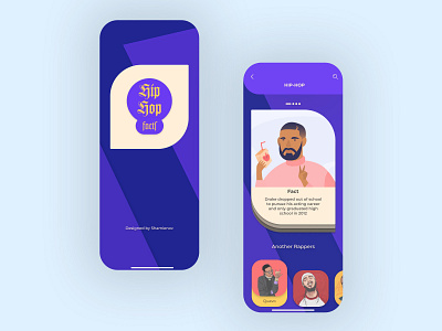 Hip-Hop facts app app design graphics hiphop interface mobile app design post rap style ui ux vector