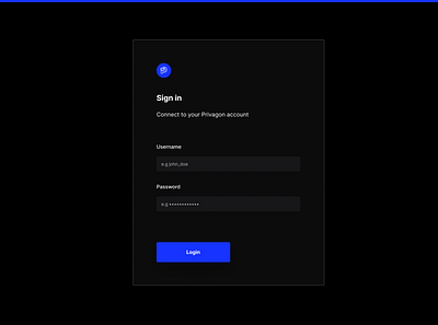 Privagon Login - Dark dark theme dark ui login login form login screen