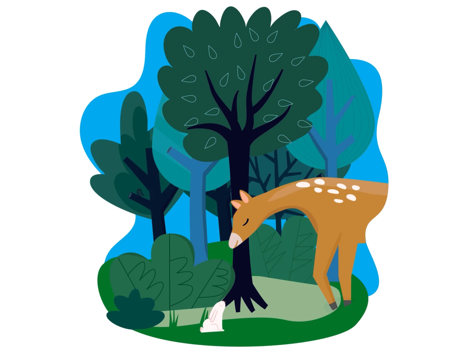 oh deer aftereffects animated animation bunny deer design flatdesign forest illustration illustrator love motion design motion graphic tree