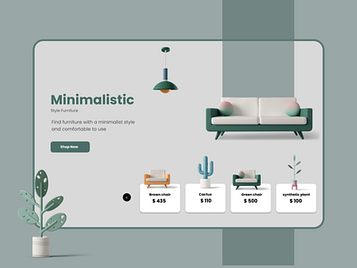 Minimalist furniture - Landing Page 3d graphic design illustrasi landing page nike ui