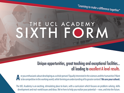 The UCL Academy - ¼ Page Advert advertising branding education graphic design print design visual design
