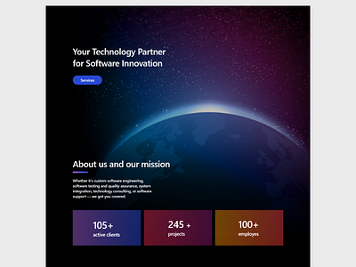 Software Innovation website aboutus black dark design gradient inspiration landingpage service software space texnology trend ui uidesign uxdesign uxui