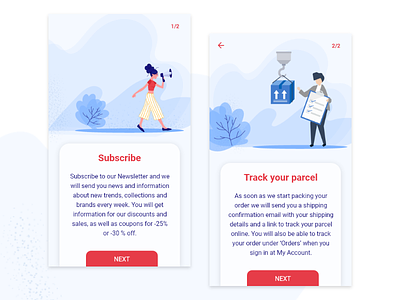 Onboarding Page app blue button design illustration inspiration mobile onboarding onboarding screen page red ship shipping shopping subscribe track ui uidesign uxdesign