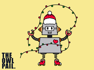Christmas Robot cartoon christmas cute digital festive illustration ipad lights love peace procreate robot santa