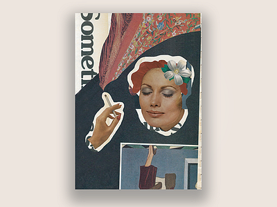 Sometimes cigarette collage cut out girl mixed media negative space poster print smoke sometimes vintage vogue