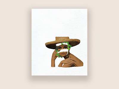 Sprouting collage girl grass mixed media negative space paper poster print sprouting