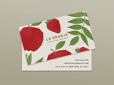 La Granja Business Card apple branding business card collage design fruit identity leaf leaves print restaurant strawberry