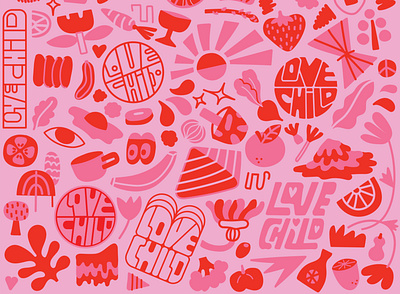 Love Child Pattern branding design enamelpin illustration illustrator restaurant retro vegan
