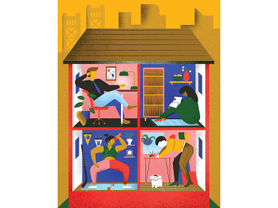 Our Homes editorial illustration illustration illustrator interiors texture