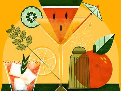 Summer Cocktail Illustration cocktail digital illustration editorial food and beverage illustration illustrator magazine summer vector