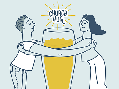 Church Hug Beer beer beer label craftbeer design digital illustration illustration illustrator vector