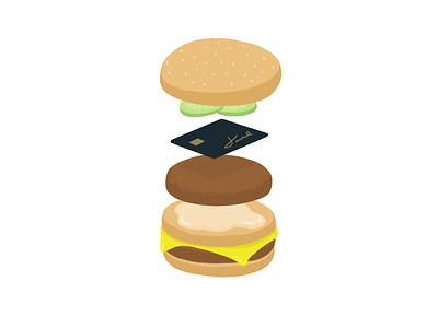 burger boost app burger cash debit food illustration illustrator visa