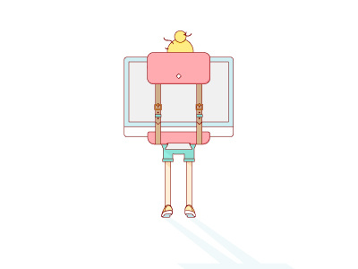 the imac backpack apple backpack blonde flat girl illustration illustrator imac wip