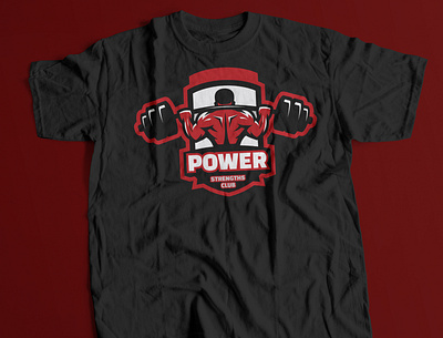 Power Strengths Club Concept Logo and T-Shirt Mockup branding design logo logo design mockup design tshirt design vector