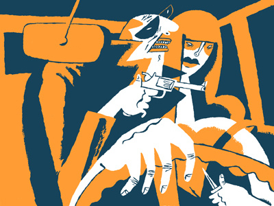 Getaway crime hard boiled illustration screenprint