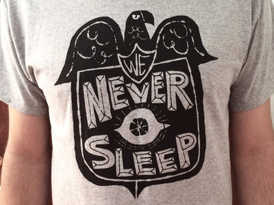 We Never Sleep T-shirt crime detective illustration pinkerton tshirt