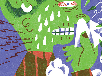 Have You Heard? This Guy Has A Cold editorial illustration man flu
