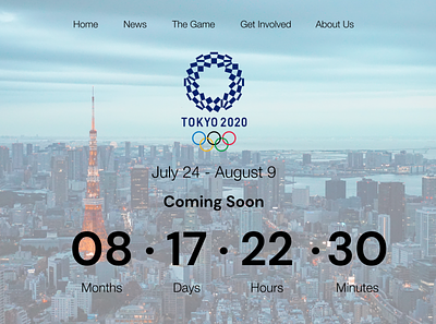 Tokyo Olympic 2020 Countdown Page! countdown countdown timer countdowntimer dailyui dailyui014 dailyuichallenge design figma interface interface design ui user interface ux